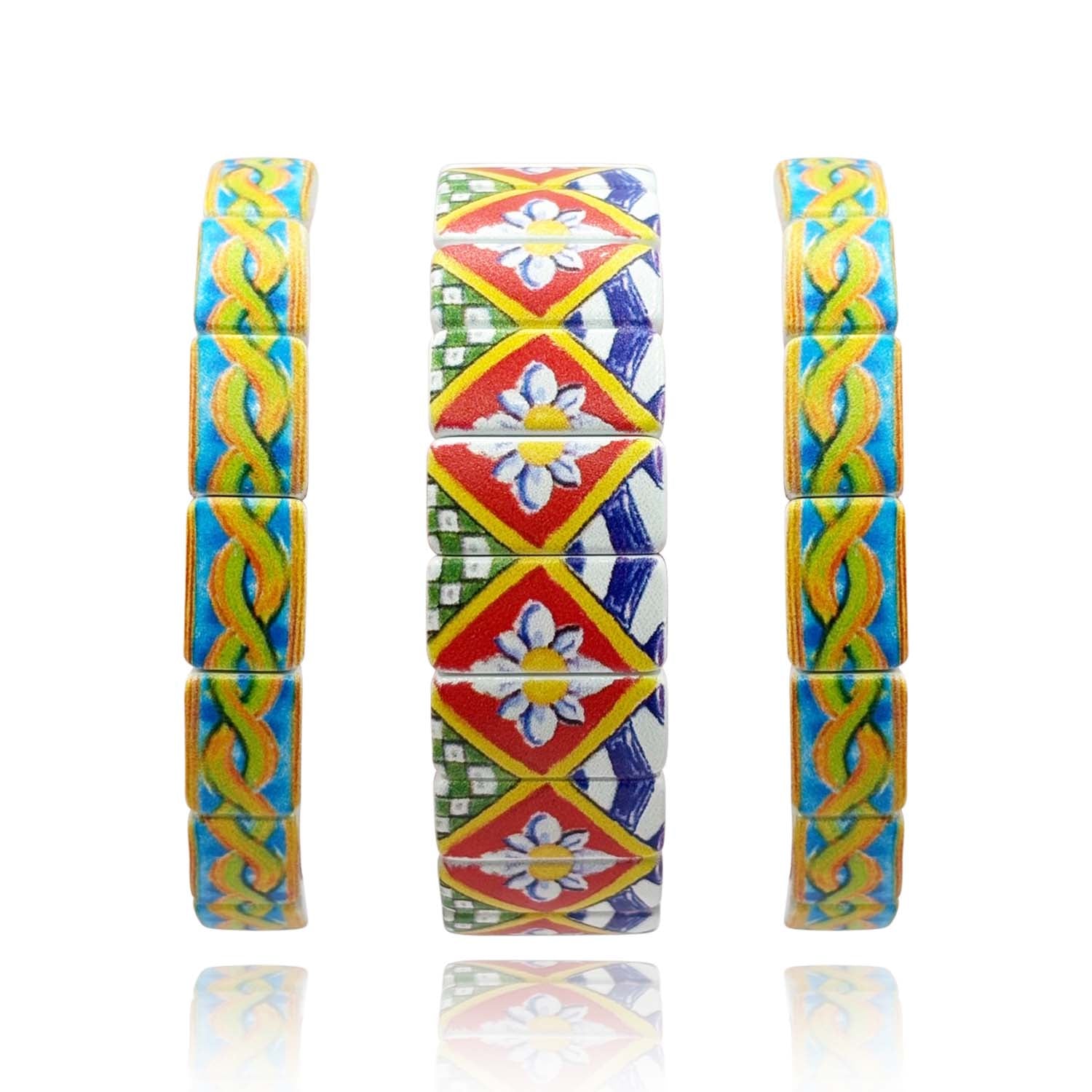 Florentine Design Multi Color Stretch Braclet Set