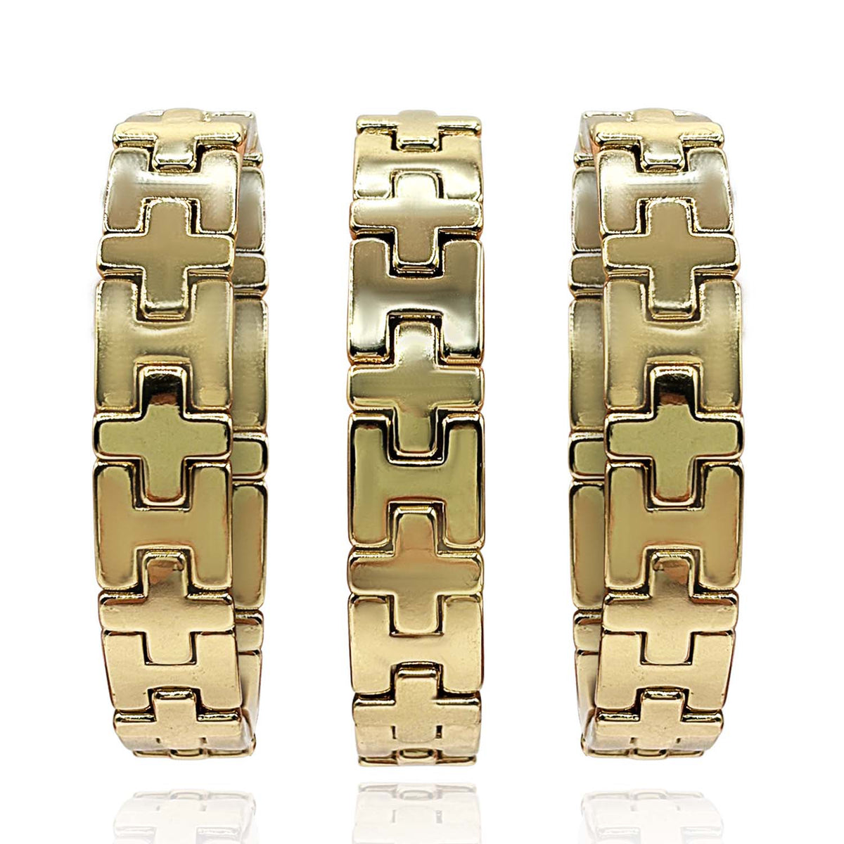 Three Piece Gold Plated H Design Bracelets