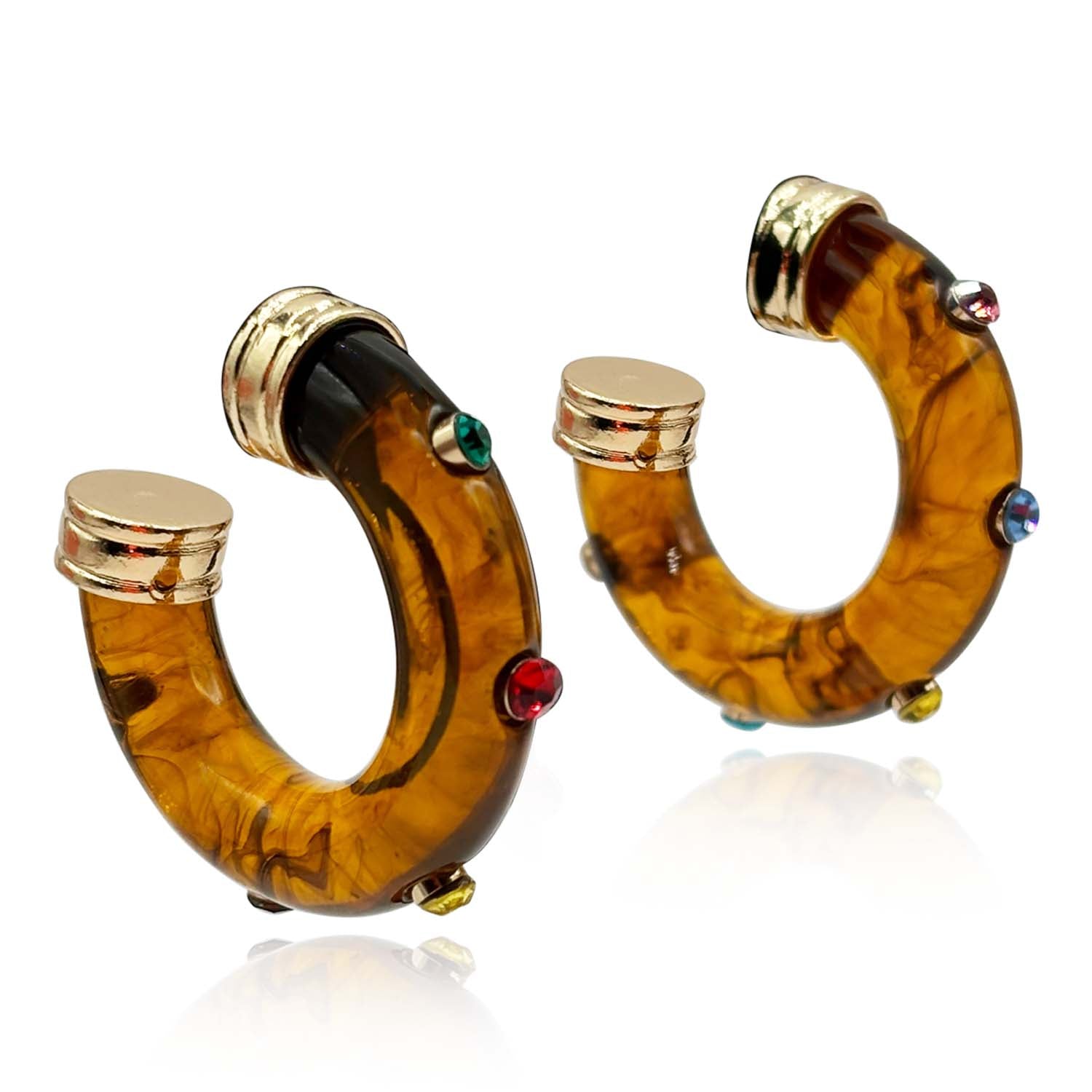 Estella Studded Tortoise Hoop Earring