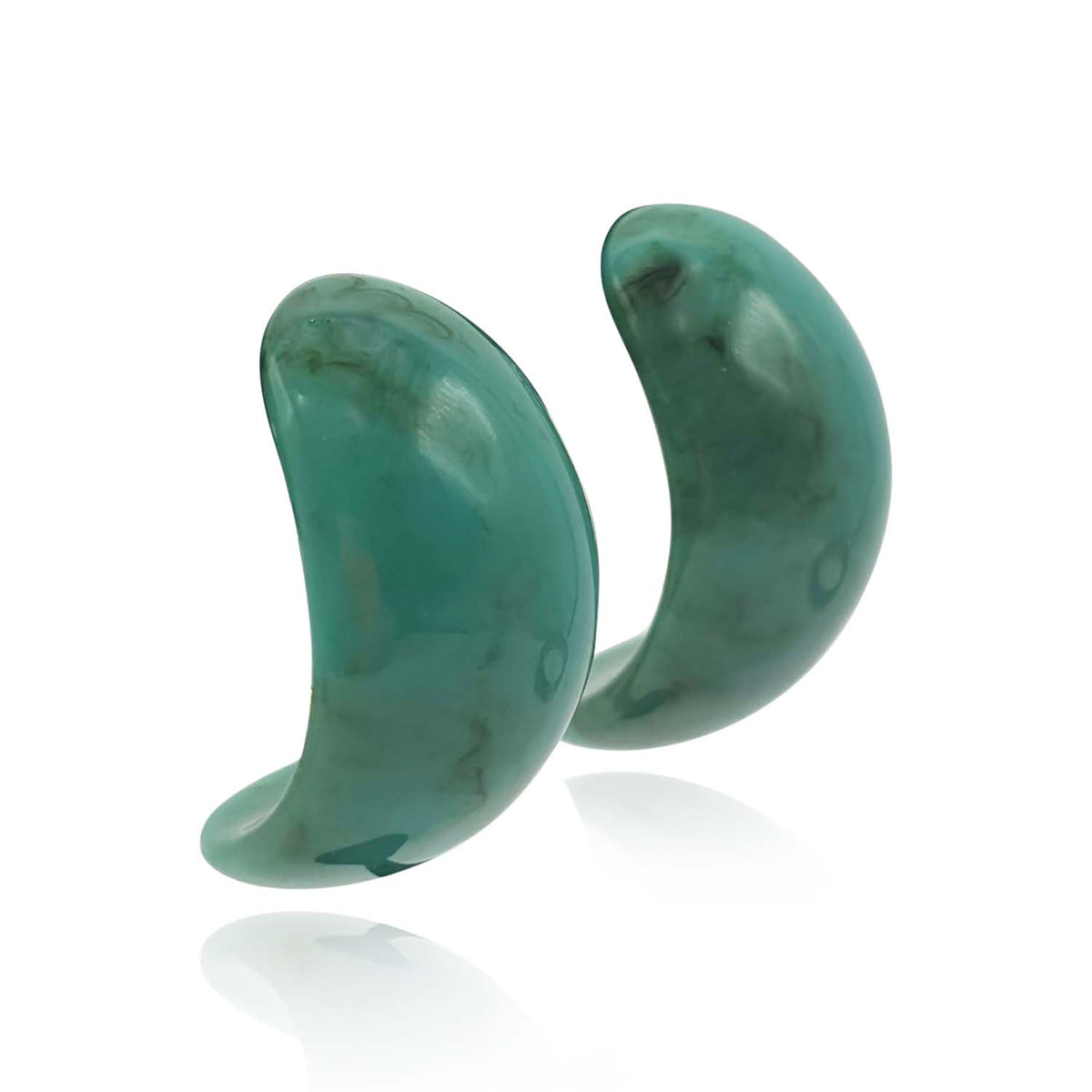 Turquoise Marbled Resin Semi Hoop Clip On Earrings