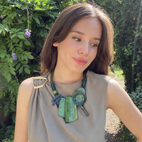 Modernist Multi Green Resin Necklace