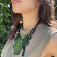 Modernist Multi Green Resin Necklace