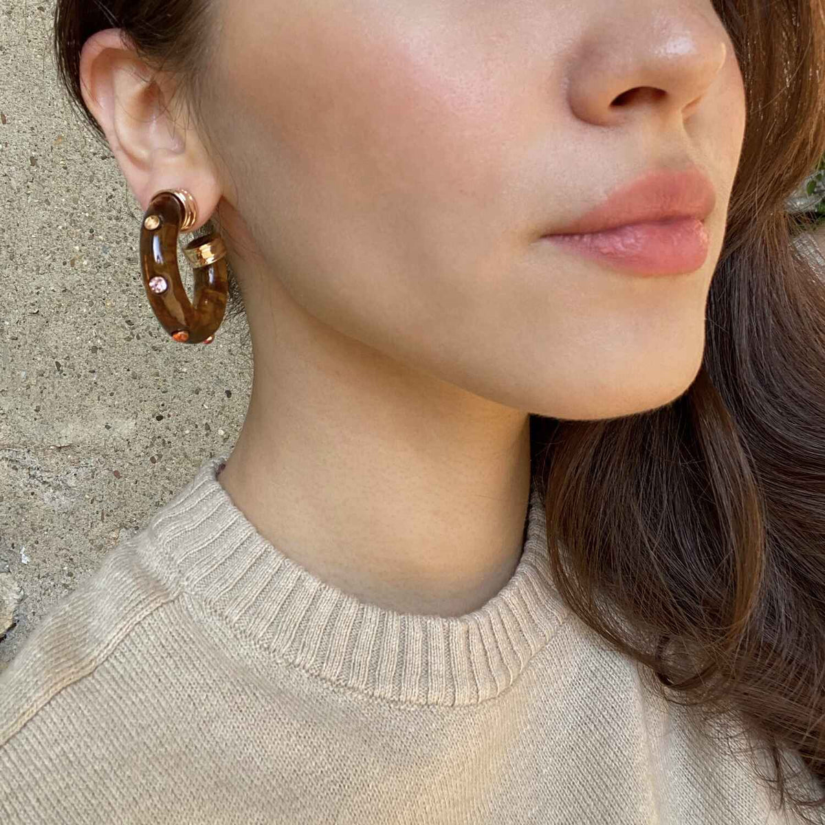 Studded Tortoise Hoop Earring