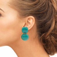 Turquoise Small Resin Clip-On Drop Earrings